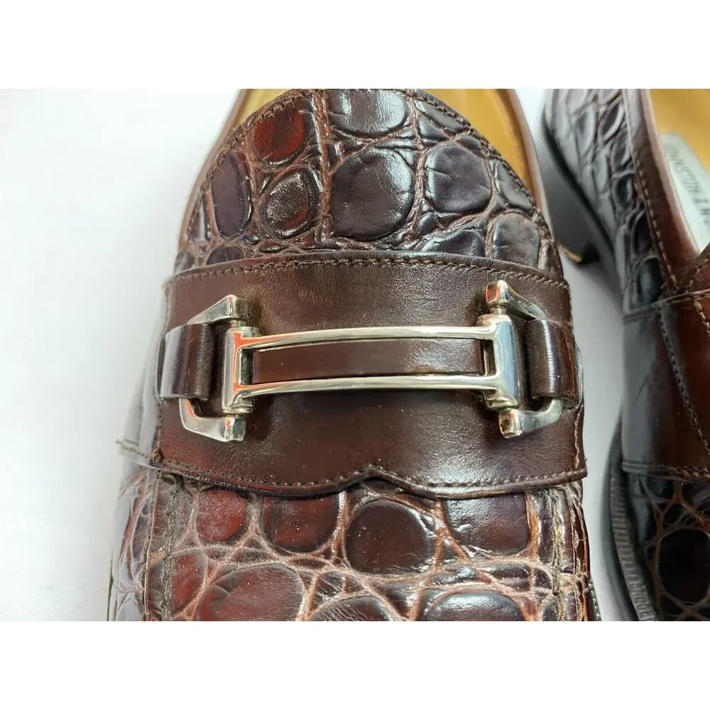Johnston & Murphy Men’s Brown Crocodile Horsebit Loafers Size 8M